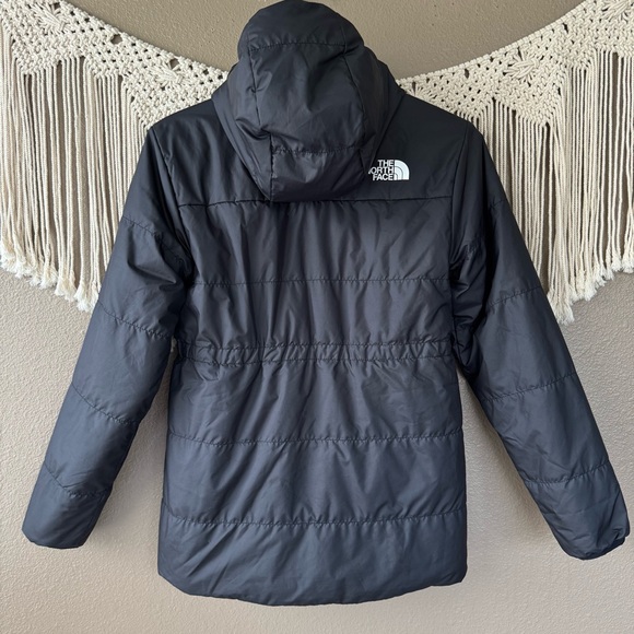 The North Face Girls Reversible Black Mossbud Swirl Parka Jacket - Picture 2 of 9